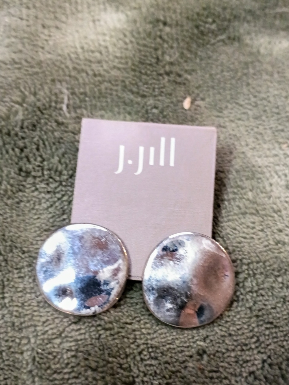 J. Jill Polished Silver-Tone Disc Stud Type Earrings